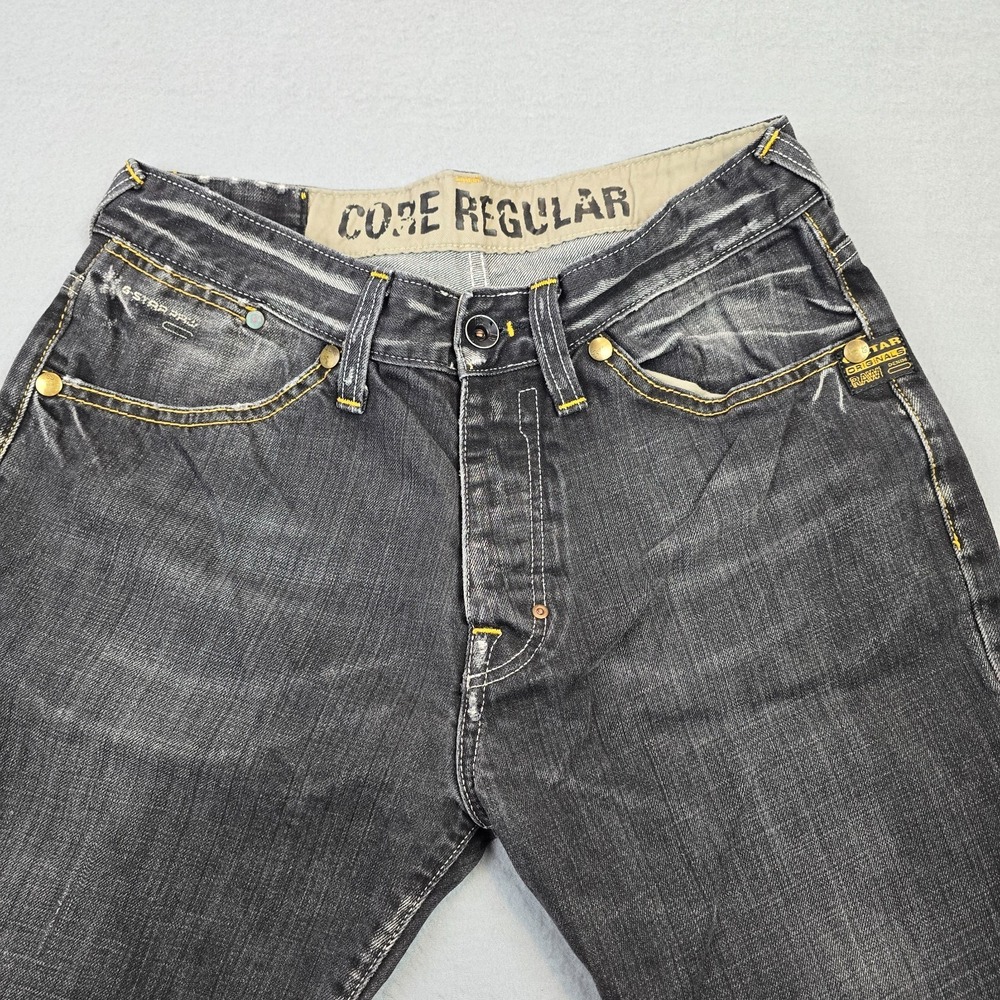 G-Star Raw Core Regular Men's Black Gray Distressed Jeans Button Fly Size 30 - Picture 12 of 12